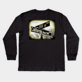 SW Hill &amp; California Avenue SW, West Seattle, WA SIGNATURE by Mistah Wilson Kids Long Sleeve T-Shirt